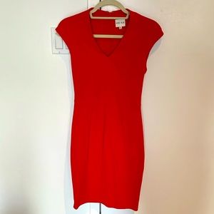 Reiss Red V Neck Sheath Dress